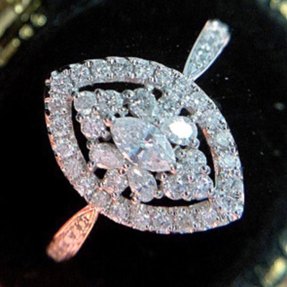 💥 Beautiful Marquis Hollow Anillos Zircon Silver PlatedUNVN12043 - Picture 2 of 9